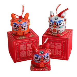 Nouvel an chinois Fête du Printemps Figurine Tirelire en Céramique Décoration fengshui Chanceux Mascotte Chine Chic pour Usine en gros