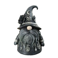 Statue de gnome sorcière mystique moderne avec pentagramme et lune, figurine en résine pour Halloween et décoration intérieure