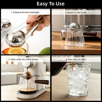 WF Nouveau support sphérique en acier inoxydable 304 de qualité alimentaire pour café infusé à froid, gadget de refroidissement de boissons avec base 2-en-1