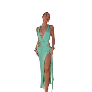 Vestido <span class=keywords><strong>de</strong></span> estilo europeo y americano, blusa sexy sin espalda, ajustada, <span class=keywords><strong>de</strong></span> punto, con tirantes, para la playa, <span class=keywords><strong>ropa</strong></span> <span class=keywords><strong>de</strong></span> verano para <span class=keywords><strong>mujer</strong></span> - Product Image 5