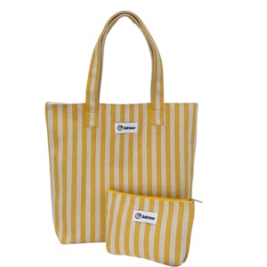 Bolso de Mano para Mujer con Logotipo Personalizado, Rayas Teñidas con Hilo, Lona Premium, Bolso Tote Diario para Mujer con Bolsa de Cosméticos a Juego - Product Image 3