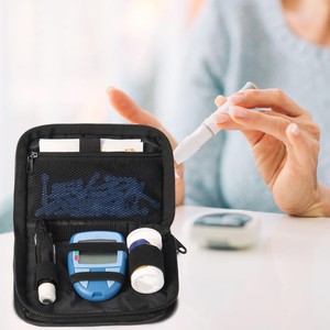 Bolsa de Almacenamiento para Glucómetro, Portátil, Negra, en Oferta, con Bolsillo de Malla, para Kit de Prueba de Diabetes - Product Image 4