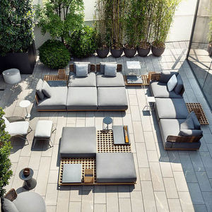 Minimalist Garden Set Outdoor Furniture Living Room Teak Wooden Outdoor Set Poolside L-shape Rattan Garden Sets - Product Image 2
