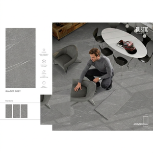 Azulejos de porcelana travertino de 60x120cm, superficie mate y pulida, doble capa, piedra caliza, gris, azulejos de pared exterior de 600x1200mm - Product Image 4