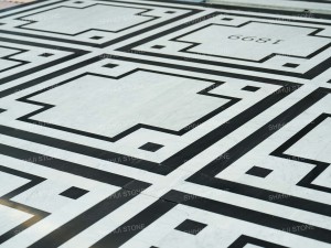 Mosaïque en marbre noir et blanc SH STONE, découpe de précision, motif de <span class=keywords><strong>parquet</strong></span>, médaillon, carrelage de sol pour salon de villa - Product Image 4