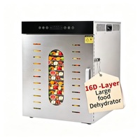 Déshydrateur alimentaire commercial à 16 plateaux pour cuisine, sécheur de fruits et légumes, machine à sécher le bœuf séché, en acier inoxydable SUS304, économe en énergie
