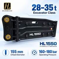 Marteau hydraulique de démolition de type supérieur HL1550 SB121 pour excavatrices de 28-35 tonnes SY285H PC300, burin de 155 mm, livraison rapide