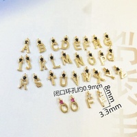 Laiton Zircon A-Z plaqué or lettre initiale breloque bricolage pour accessoires d'ongles