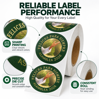 Étiquettes rondes personnalisées en rouleau, couleur intégrale, autocollantes, pour l'emballage de produits de détail avec impression de logo découpé avec précision