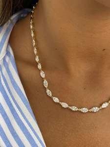 Marquise Cut Moissanite Diamond Tennis Link <b>Necklace</b> 925 Sterling Silver Dainty <b>Statement</b> <b>Necklace</b> Wedding Engagement Gift - Product Image 3