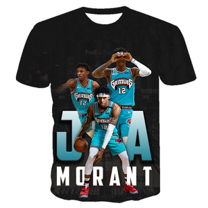 Envío Gratuito, Camiseta Personalizada de la Superestrella del Baloncesto Estadounidense <span class=keywords><strong>Ja</strong></span> <span class=keywords><strong>Morant</strong></span>, Cuerpo Completo, Grizzlies No. Camiseta Casual de Punto Impresa en 3D, 12 Unidades - Product Image 2