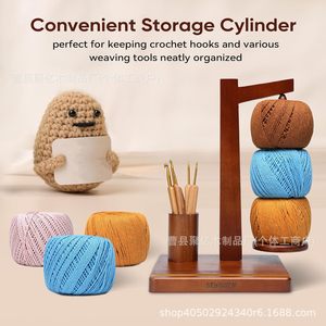 Wooden Spool Holder Yarn Rack With <b>Crochet</b> <b>Hooks</b> Stand For Home Needlework Desktop Use - Product Image 3