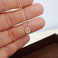 Collier miniature avec pendentif en zircon en forme de goutte d'eau plaqué or 18 carats en argent sterling N945-S925, cadeau vintage