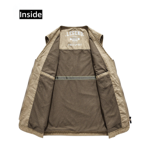 R & U Multi-Bolsillo Hombres <span class=keywords><strong>Trabajo</strong></span> Cargo Gran tamaño Fotógrafo Malla negra Práctico a prueba <span class=keywords><strong>de</strong></span> viento Pesca al aire libre Chaleco <span class=keywords><strong>de</strong></span> algodón - Product Image 2