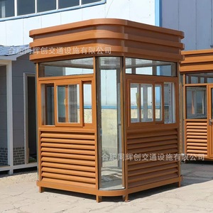 Cabine de sécurité incurvée en structure acier pour extérieur, mobile, pour collecte de frais de stationnement, avec revêtement fluorocarboné - Product Image 5