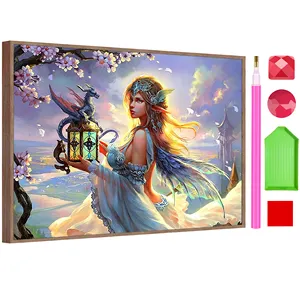 SONGWOO Big Discounts American Style Large Resin Round Diamond Room Wall Decoration fairy <strong>Dragon</strong> 5D DIY Diamond <strong>Art</strong> Painting Kit - Product Image 1