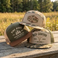 Casquette Trucker Personnalisée 7 Panneaux Camouflage Dos en Maille Visière Plate Logo Patch en Caoutchouc Chasse Extérieur Casquette Snapback Marque Privée OEM ODM