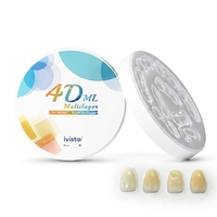 Bloque de Zirconia Multicapa Ivista 4D-ML, Precio al por Mayor, 45%-59% de Translucidez, 700-1000 MPa, para Diseño de Carillas Dentales