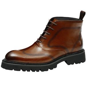 Botas Impermeables de Invierno, Estilo Nuevo, Clásicas, Versátiles, Casuales, de Caña Alta, para Trabajo al Aire Libre, de Cuero Genuino para Hombre, que Aumentan la Estatura, Deportivas - Product Image 1