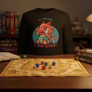 Crying Is A Free Action T-shirt à manches longues pour jeux de rôle D&D - Product Image 3