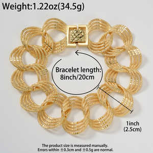 Clásico Anillo de Segmentos Superpuestos Ornamentados con Superficie Tallada Esmerilada, Diseño para Mujer, Venta al por Mayor, Chapado en Oro de 18K, Talla Ajustable - Product Image 6
