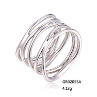 Bagues pour femmes élégantes en argent sterling 925 plaqué rhodium, design moderne Grace, multi-cercles, pour mariage et soirée