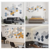 Panel dinding biru langit terang, akustik kepadatan tinggi, berperekat, busa segi enam, panel dinding rumah kantor ruang rekaman Studio