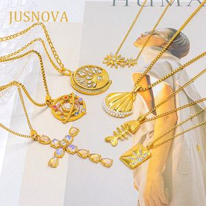 JUSNOVA-Collar de acero inoxidable pulido hecho a mano con piedras checas de oro de 18 quilates personalizado para mujer - Product Image 5