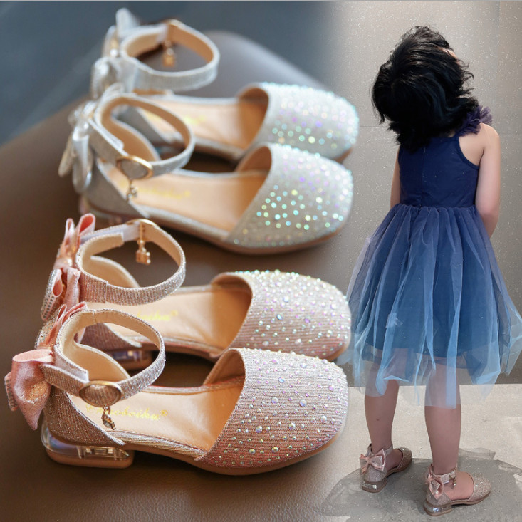 Pink Diamond Kids Girls Dress Shoes Summer White Party Sandals Girls