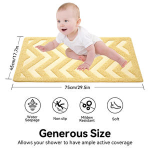Tapis de bain antidérapant rectangulaire en PVC à motif géométrique pour la sécurité dans la salle de bain - Product Image 3