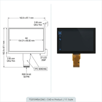 Écran LCD TFT IPS 7 pouces 1024x600 RGB 24 bits 50 broches anti-reflet AG ultra-mince large plage de température -20~70°C pour IHM industriel