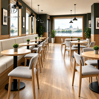 Chaise Ron Group personnalisée en bois massif, table ronde en bois, banquette en tissu, mobilier moderne de luxe pour café et restaurant