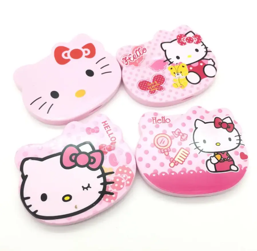 Cermin kosmetik Travel Mini murah dengan sisir rambut untuk anak-anak Hello Nice kitty produk kecantikan untuk grosir