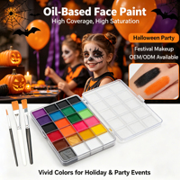 Kit de Maquillage Halloween 20 Couleurs en Gros, Peinture Corporelle à l'Huile avec Pinceau pour Adultes et Enfants, Kit de Maquillage Zombie, Vampire, Sorcière