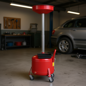 Entonnoir de vidange d'huile usagée réglable de 8 gallons, portable, pour transfert de liquides, modèle rouge pour ateliers de réparation automobile - Product Image 2