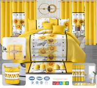 Vente en gros d'usine : Ensemble de literie King Size 24 pièces avec couvre-lit, rideaux et drap de lit, et ensemble de couvre-salle de bain réversible