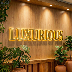 Enseigne EZD personnalisée en miroir doré 3D avec lettres rétroéclairées par LED, logo, enseigne <span class=keywords><strong>de</strong></span> magasin, enseigne <span class=keywords><strong>de</strong></span> salon <span class=keywords><strong>de</strong></span> beauté - Product Image 1