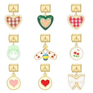 Bracelet créatif personnalisé italien à fond doré, nœud papillon d'amour, chaîne dorée - Product Image 3