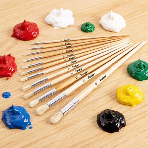 Juego de 12 pinceles de pelo de cerdo blanco con mango largo para líneas finas, detalles delicados y técnicas de trazo controlado - Product Image 1