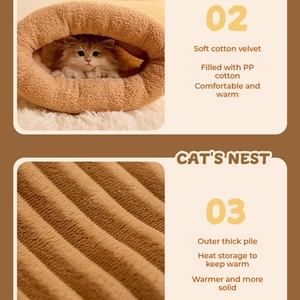 Luxe Katten Slaapzak Linnen Stof Duurzaam Wasbaar Huisdier Knuffelbed Met Dierenpatroon Duurzaam Traagschuim Op Maat - Product Image 5