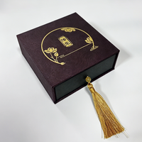 Boîte cadeau rigide personnalisée en feuille d'or avec manchon et structure coulissante pour bijoux, cosmétiques et emballages de détail haut de gamme