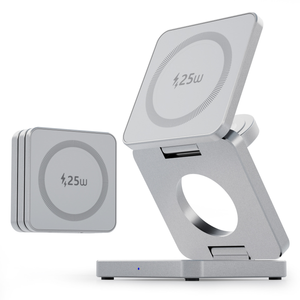 Chargeur sans fil magnétique portable pliable 3-en-1 OEM Q I2.2 25W à charge rapide pour <span class=keywords><strong>iPhone</strong></span> 17 16 et station de charge pour montre connectée - Product Image 2