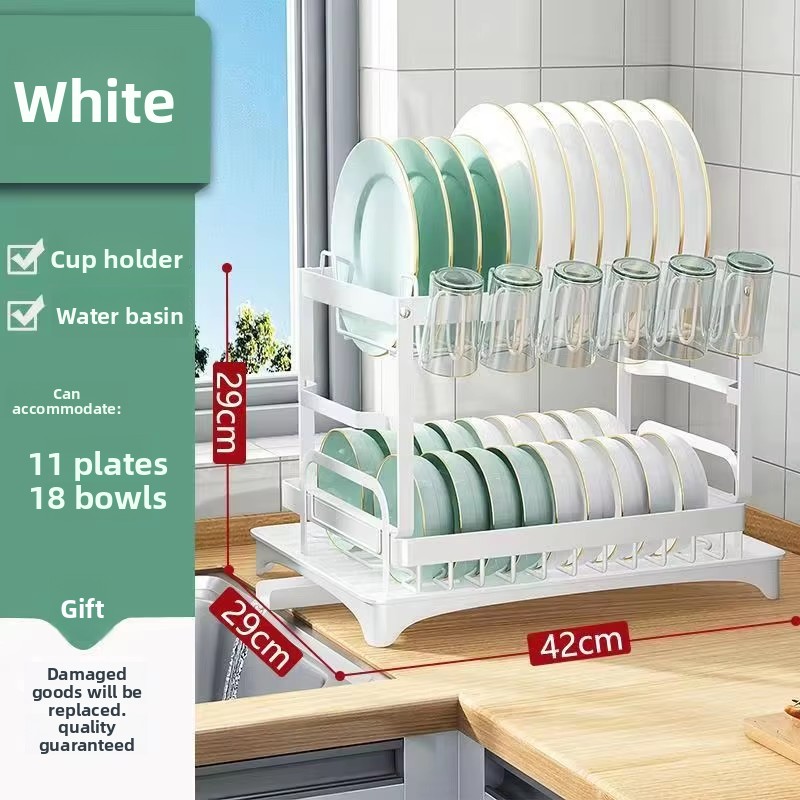 White double-layer dish rack (standard)