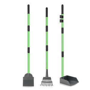 Pelle à crottes pour chiens à poignée réglable en acier inoxydable noir gris avec râteau et pelle Lot de 3 - Product Image 4