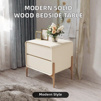 Table de chevet avec tiroir, table de chevet assemblée, table de nuit avec rangement, chambre à coucher, bois massif, moderne, minimaliste, gain de place