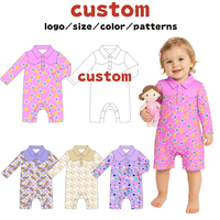 Polo kraag lange mouw bamboe baby romper knoopsluiting baby pyjama gekraagde newborn kleding CPC CPSIA gecertificeerd
