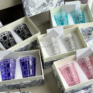 Juego de Copas de Vino de Cristal con Diseño Art Deco de Ratán de Lujo para el Regreso a Clases, Uso Doméstico, Juego de Regalo en Caja, Juego de Regalo de Viaje - Product Image 1