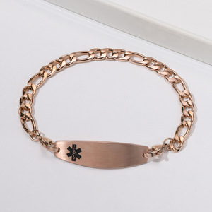 Pulsera con Símbolo Médico para Mujeres y Hombres, Cadena 3:1 NK, Grabado Personalizado, Acero Inoxidable, Joyería de Rescate de Emergencia - Product Image 1