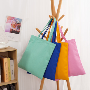 Blank Colored Canvas Tote Bags Square Cotton Shoulder Eco Friendly Customizable Promotional Bags For Students - Product Image 1