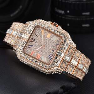 Luxuriöse Mechanische Uhren für Damen und Herren Quadratisches Glasgehäuse Edelstahlarmband Trendiges Designer-Luxus Hip-Hop-Stil für Geschäftsleute - Product Image 2